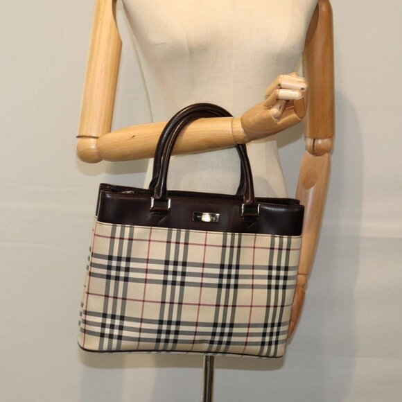 BURBERRY Nova Check Hand Bag Canvas Beige Auth ep4500 - Picture 15 of 16